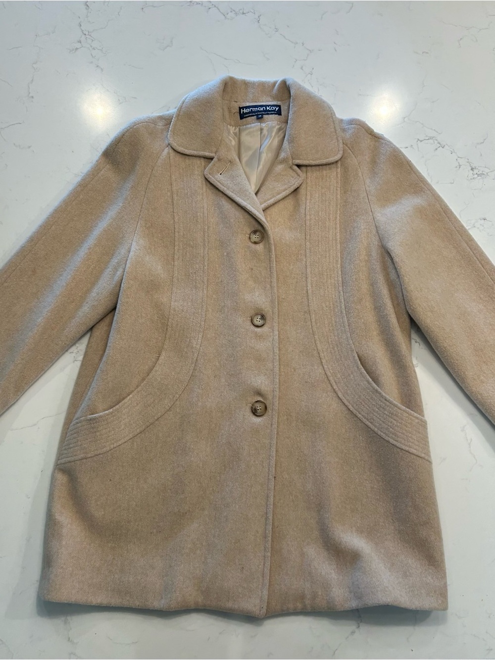 Womens Tan 100% Wool Coat